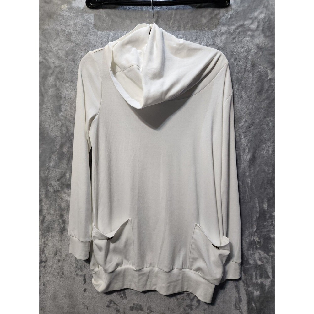 NWT Womens L White Cowl/Turtleneck Shirt Sweater Pockets Comfy Soft Boho Cottage
